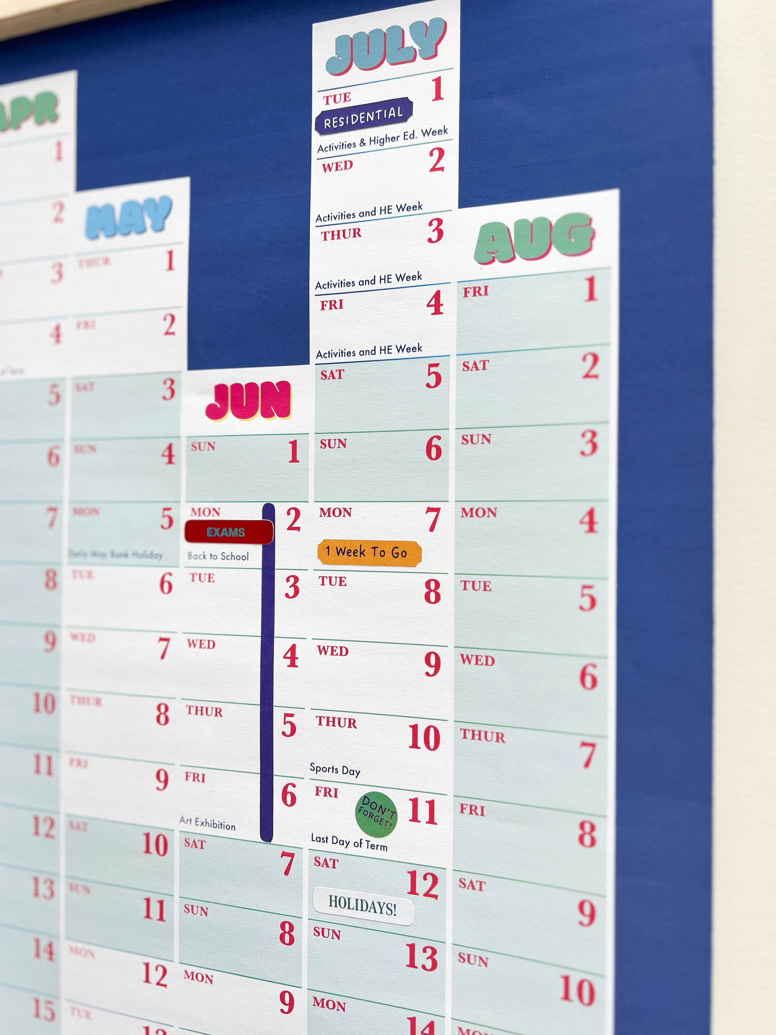 Calendar with stickers