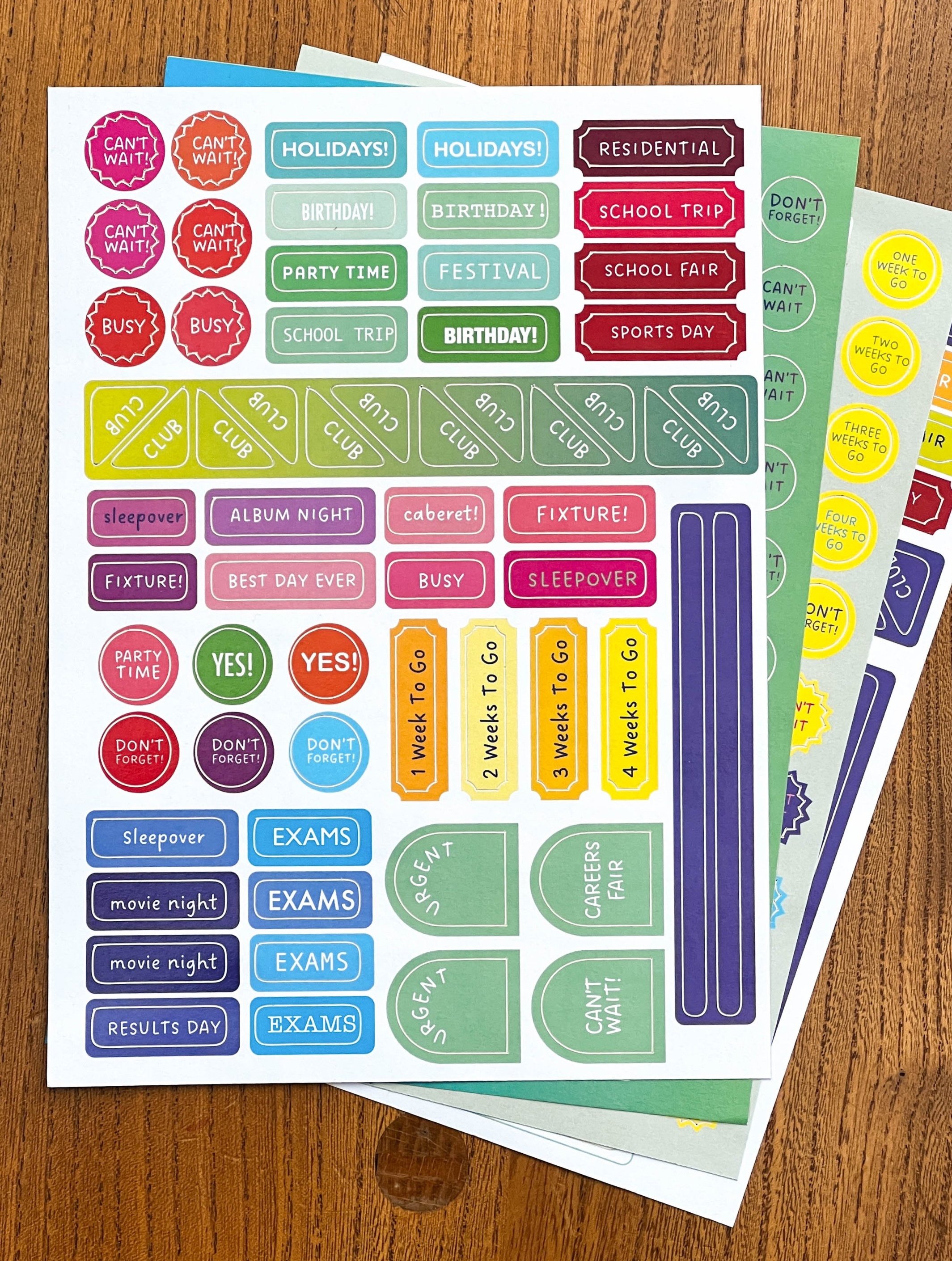 Stickers on calendar